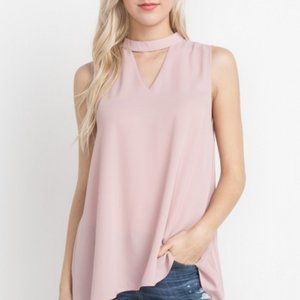 V-neck Cutout Front Rose Top